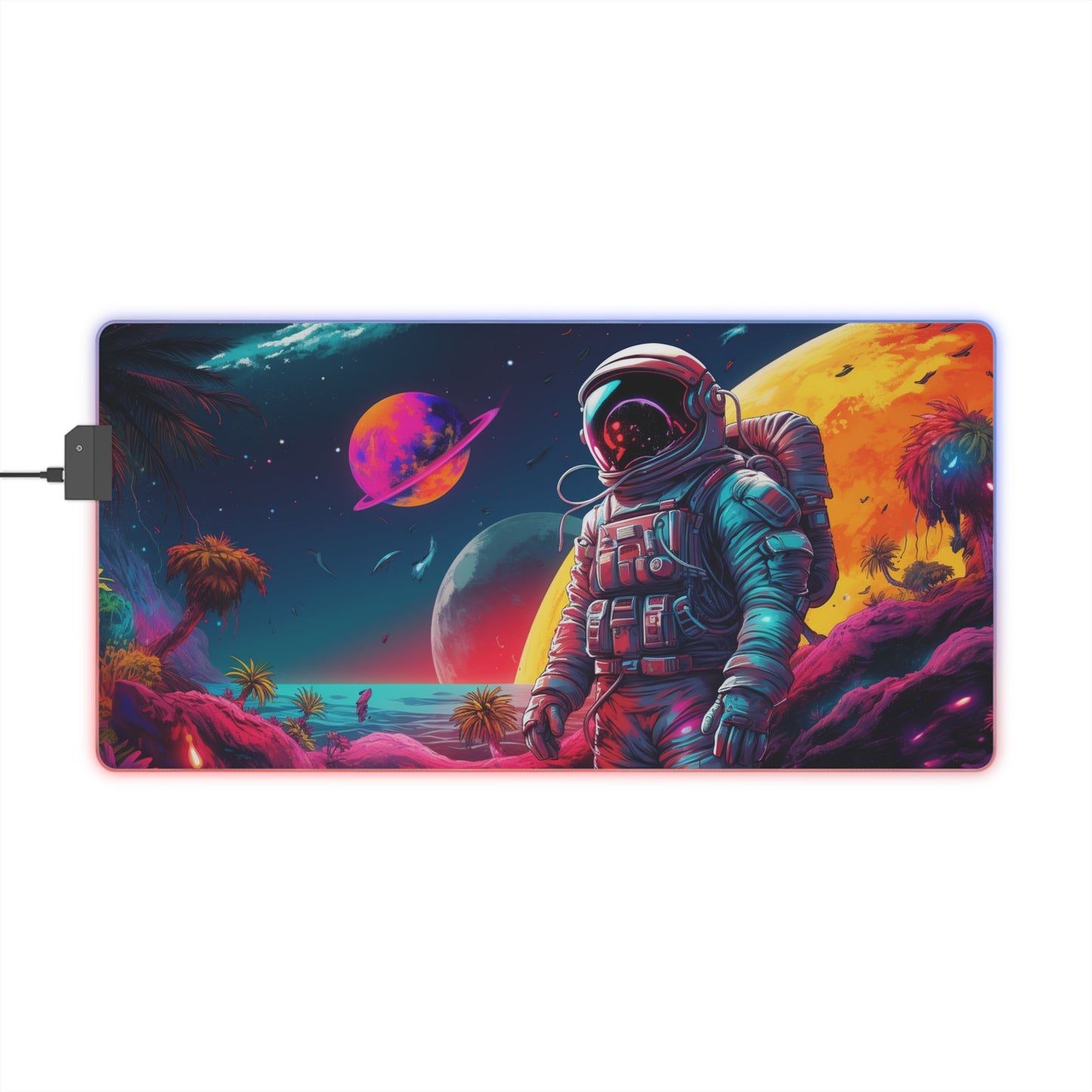 RGB Gaming Pad - Large, LED, Non-Slip "Neon Astronaut"